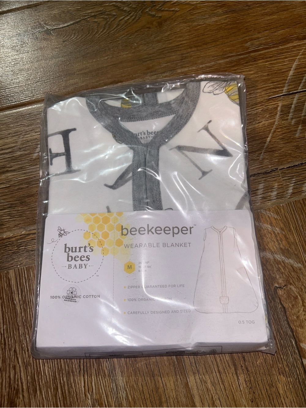 Burt's Bees Baby Beekeeper Wearable Blanket - White & Gray 6-12M